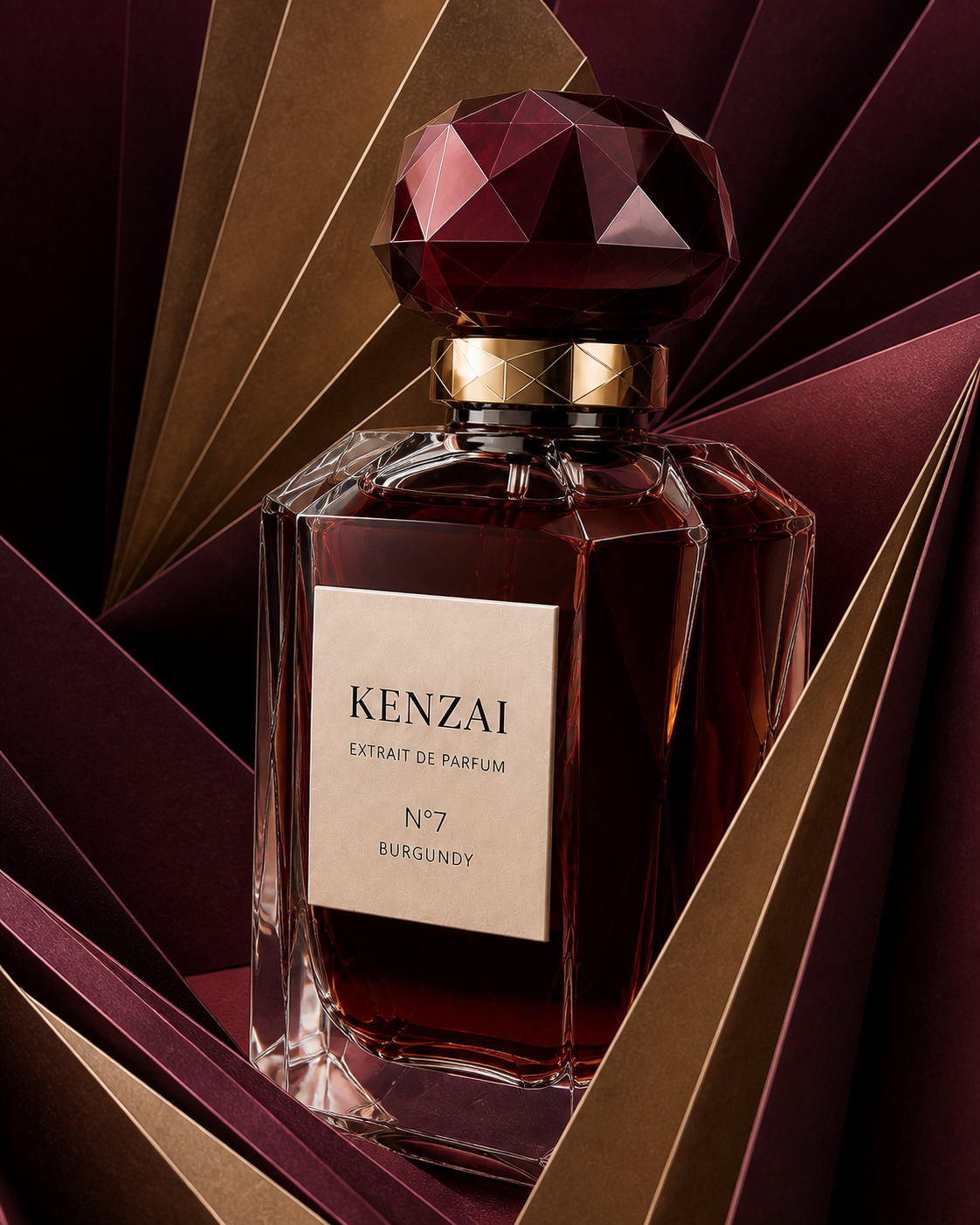 KENZAI N°7 close detail of glass, label and folded paper