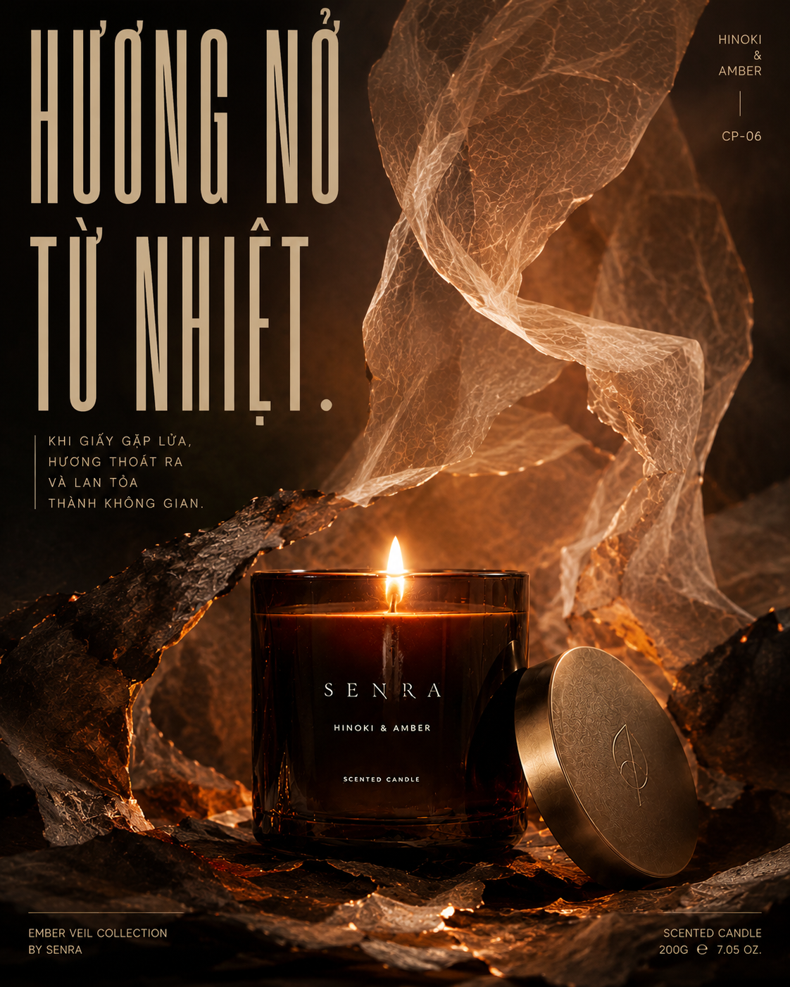SENRA 4:5 campaign poster: Hương nở từ nhiệt.